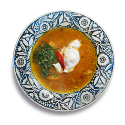 Чихіртма/Chikhirtma-a classic Georgian soup with chicken, poached egg, Georgian spices